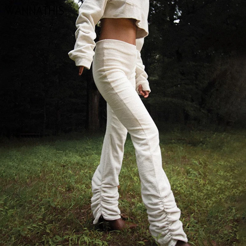 2021 Women's High Waist Pants Hem Pleated Full Length Pant Casual Elegant White Trousers Autumn Streetwear Pencil Pants New