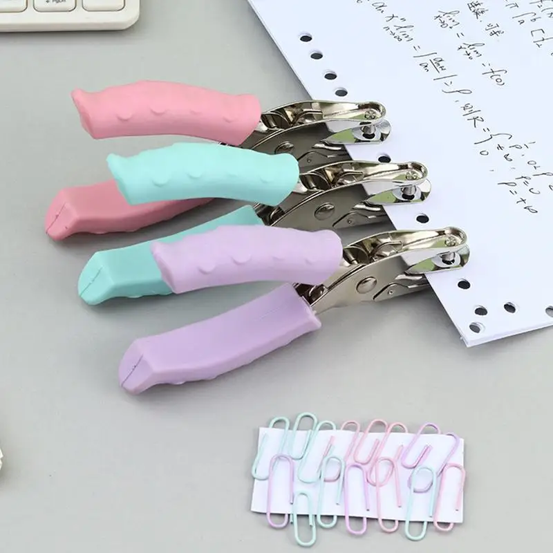 1 Hole Puncher Heavy Duty 1 Hole Punch Tool Paper Puncher Portable Hand Held Scrapbook Tool Ergonomic Soft Grip paper punch hole punching tools