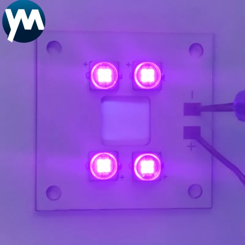 40W UV LED Module 365nm 385nm 395nm 405nm Drying Offset Ink Printing Ultraviolet Curing Light Source 6565 10W Chips