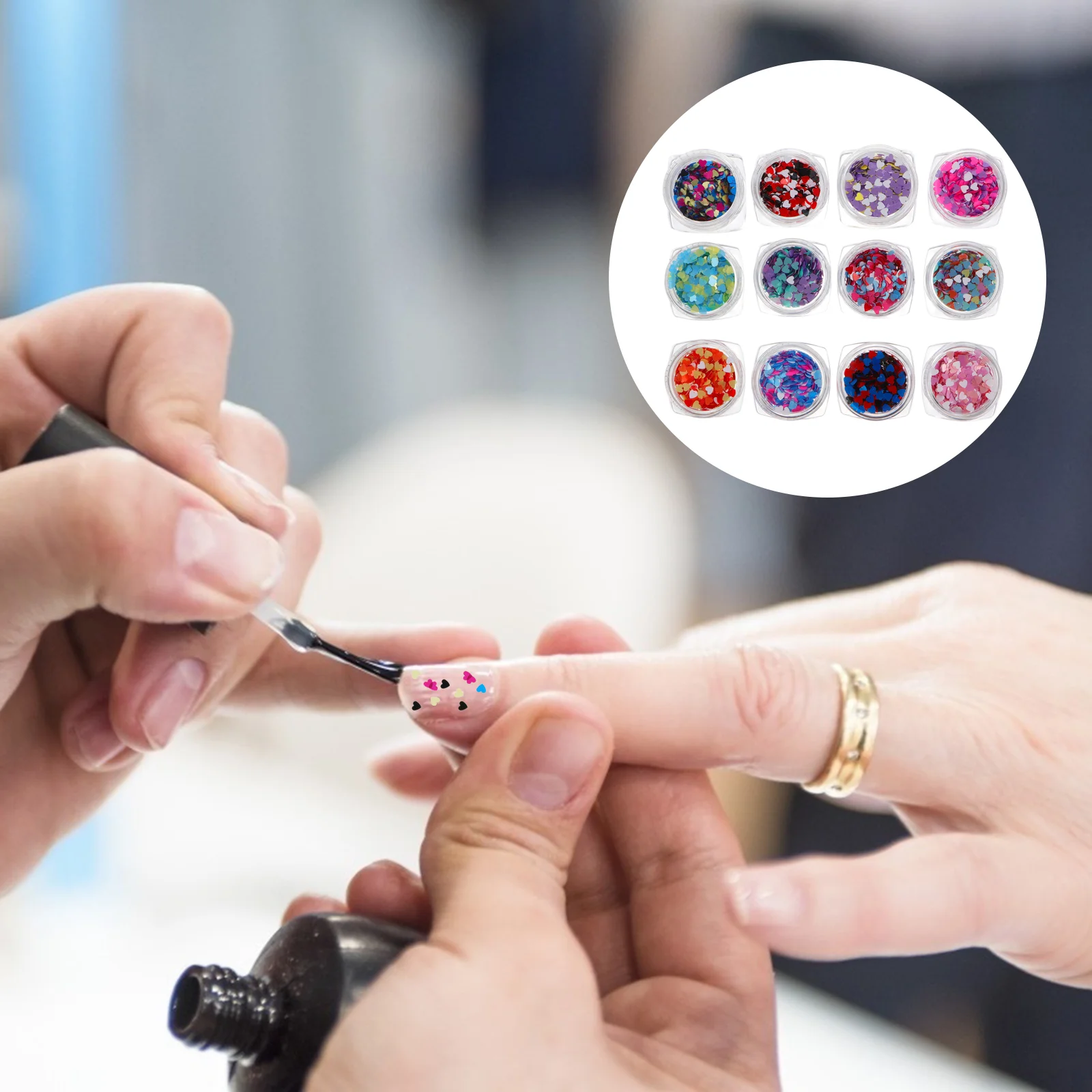 

Love Nail Sequins Manicure Sticker Heart-shaped Glitter Confetti Makeup Stickers