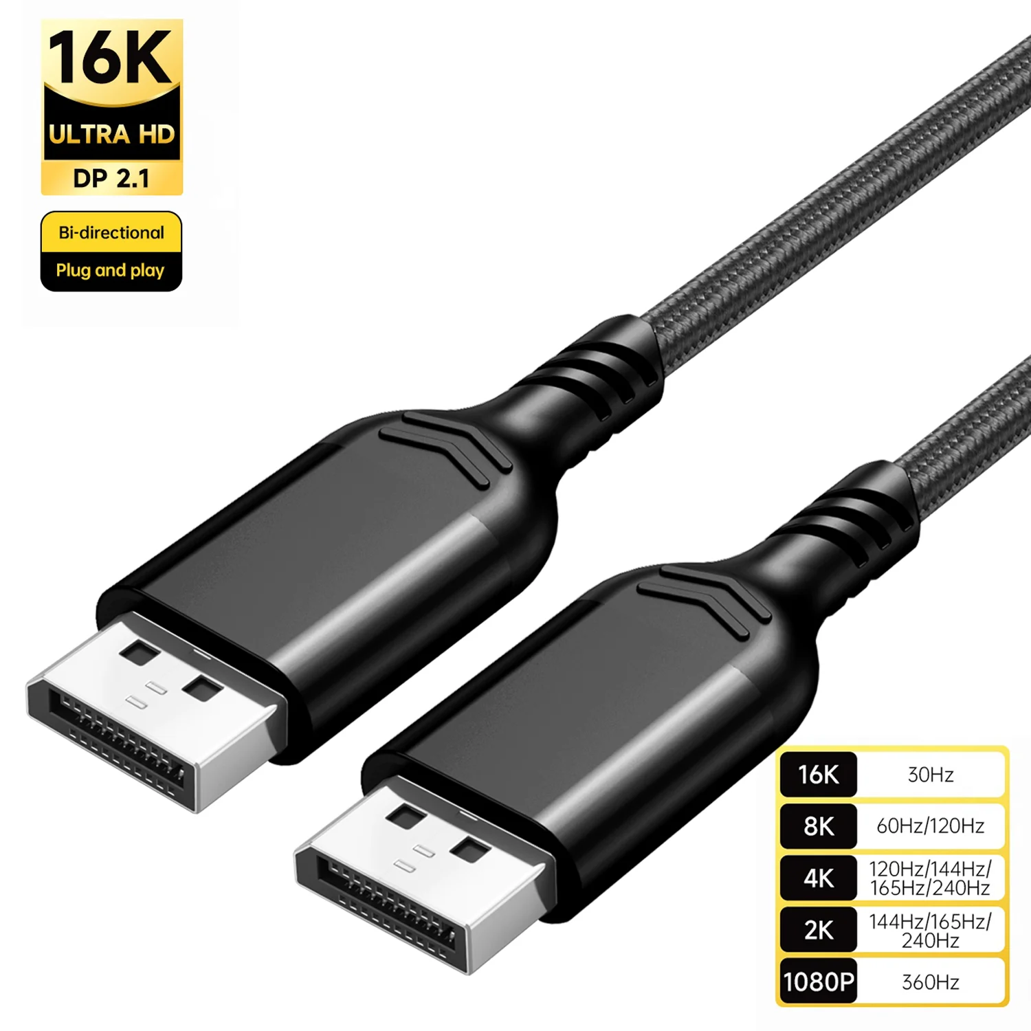 Hannord 16K DP 2.1 8K120Hz 4K240Hz 80Gbps HDR Video Audio Displayport ...