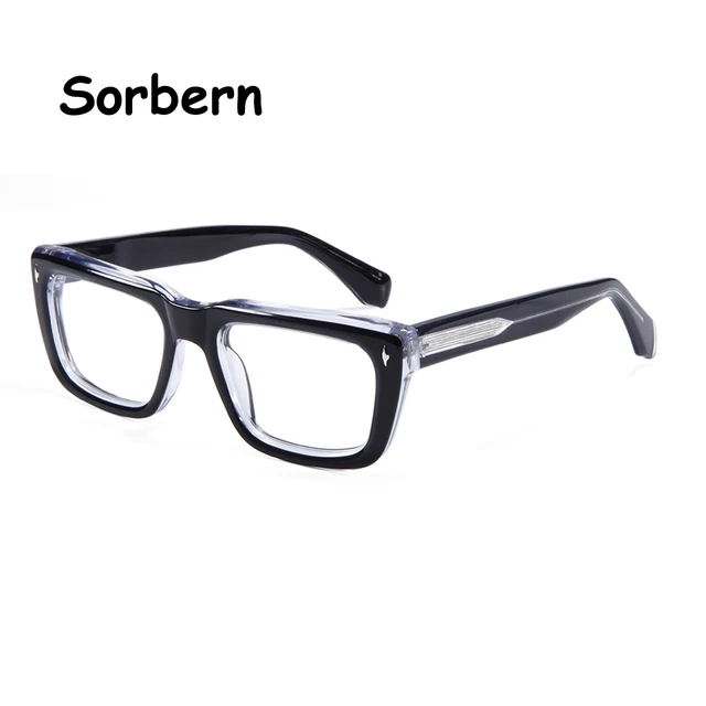 JM Mage Design 두꺼운 프레임 안경 남성 여성 Clear Crystal Acetate Oversized Square Eyeglasses