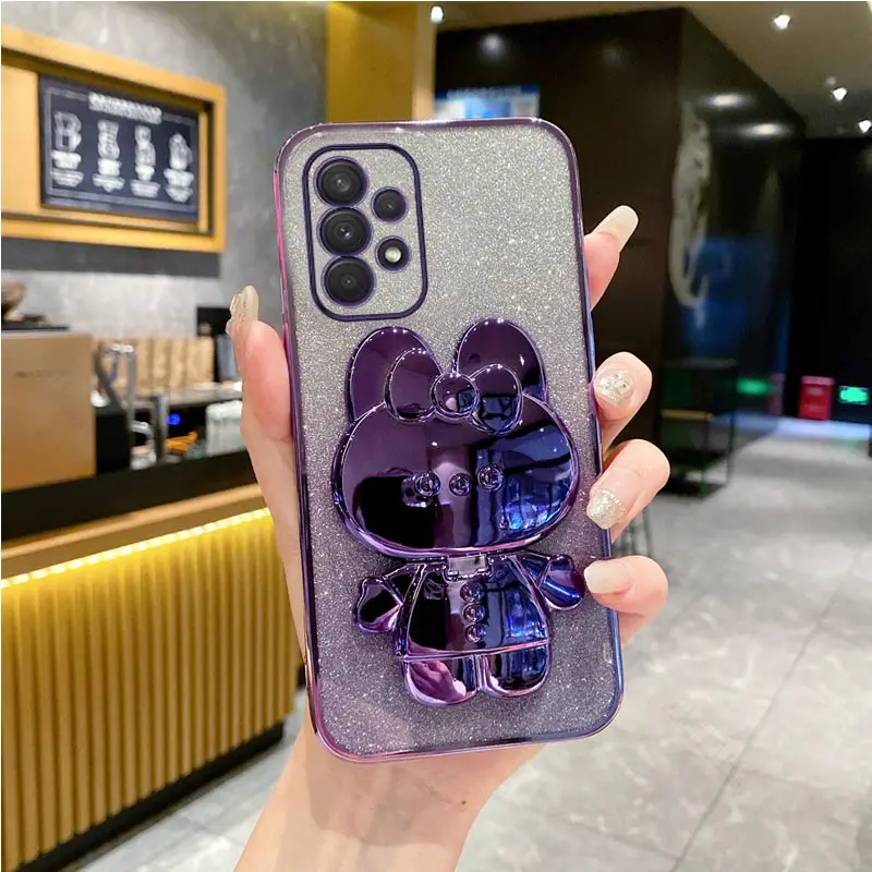 Mirror Rabbit Holder Case On For Samsung Galaxy A53 A52 A33 A73 A51 A31 A71 A23 4g 5G A22 Stand Cover M32 M22 M12_voghion.com
