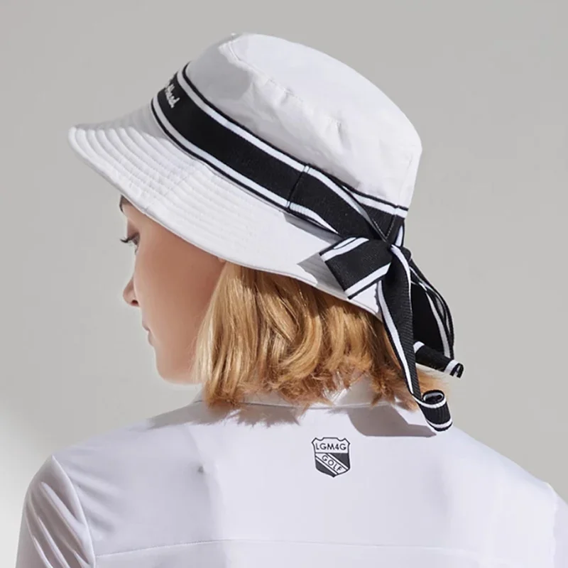 Love Golf Women Bow Wide Brim Golf Caps Ladies Sunscreen Fishermen Hats Female Breathable Bucket Sun Visor Quick Dry Travel Caps
