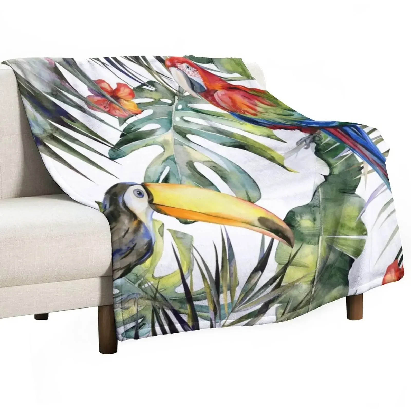 

TROPICAL JUNGLE Throw Blanket Picnic Blankets For Baby Fluffy Softs Tourist Blankets