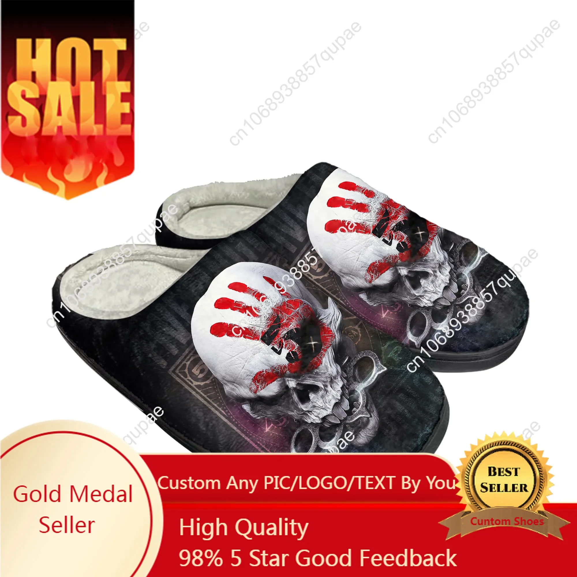 Five Finger Death Punch Home Cotton Custom Slippers Mens Womens Sandals Plush Rock Band Casual Keep Warm Shoes Thermal Slipper