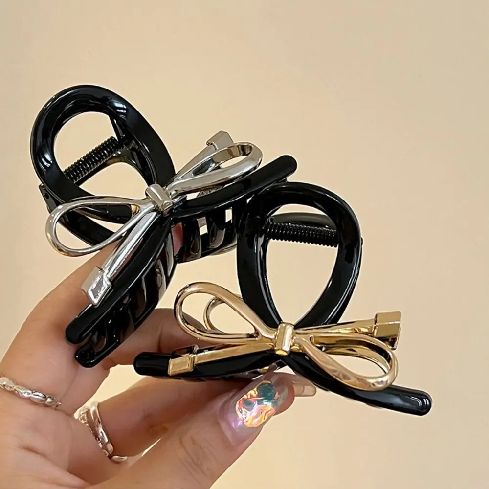 

Ins Metal Bow Claw Clip Sweet Large Acrylic Shark Clip Hair Accessories Girls