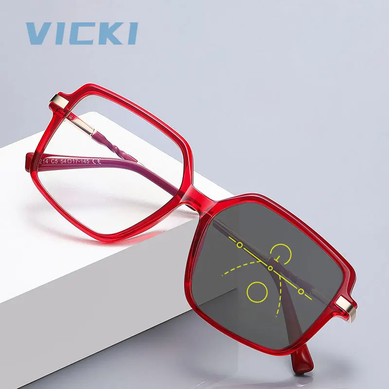 

VICKI Fashionable Personalized Geometric Large Frame Design Progressive Customizable Prescription Photochromic Glasses PFD2214