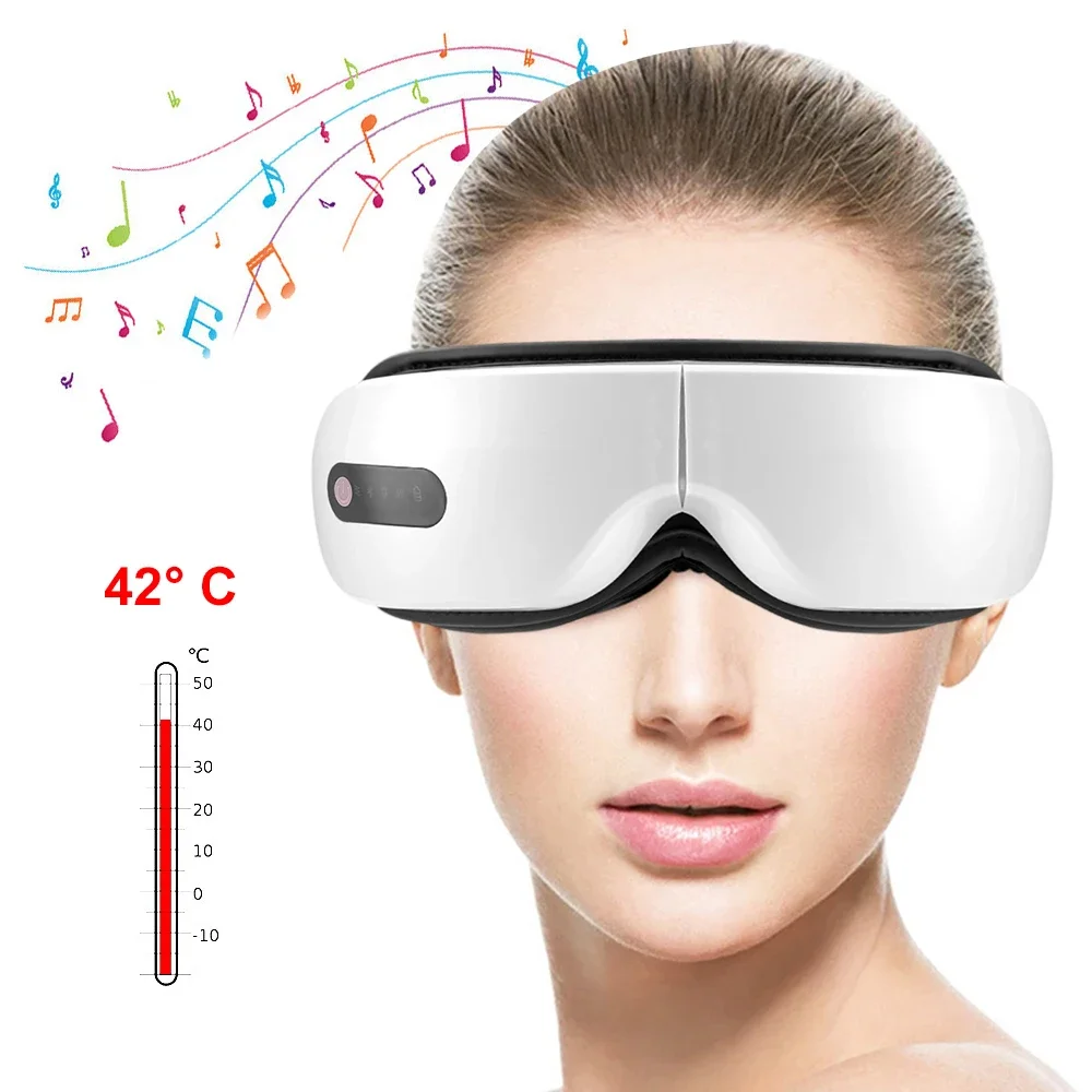 전기 스마트 눈 마사지기 에어백 접이식 진동 가열 마사지, 지친 눈 다크 서클 제거, 눈 관리 음악 휴식 