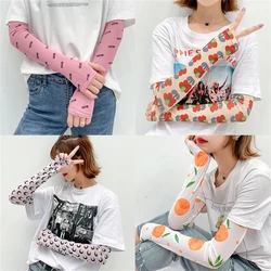 Cute Printed Ice Sleeve Women's Sun Protection Arm Guard Sleeve Summer Long Fingerless Arm Warmers Gloves Clothing Accessories