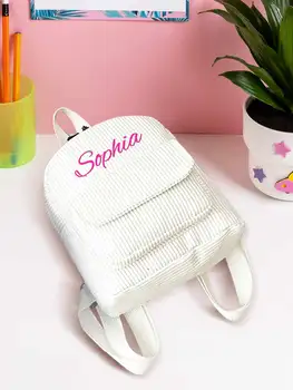 1pc Custom Name Backpack Personalized School Bag with Name Corduroy Travel Laptop Backpack Gift for Kids Women Birthday 1