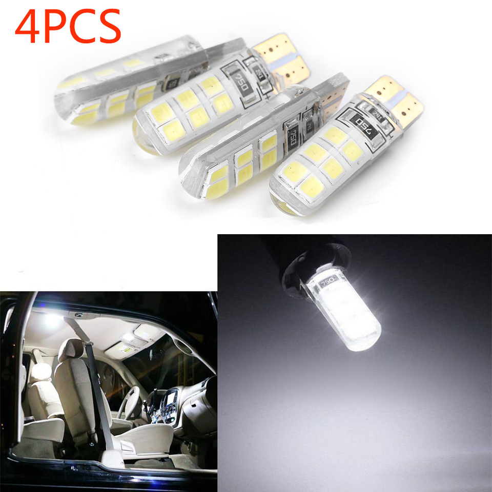 4PCS T10 2835 W5W 194 SMD 12LED Car Super Bright Turn Signal Lamp 2W License Tail Light LED Bulb Universal Car Lighting DC 12V