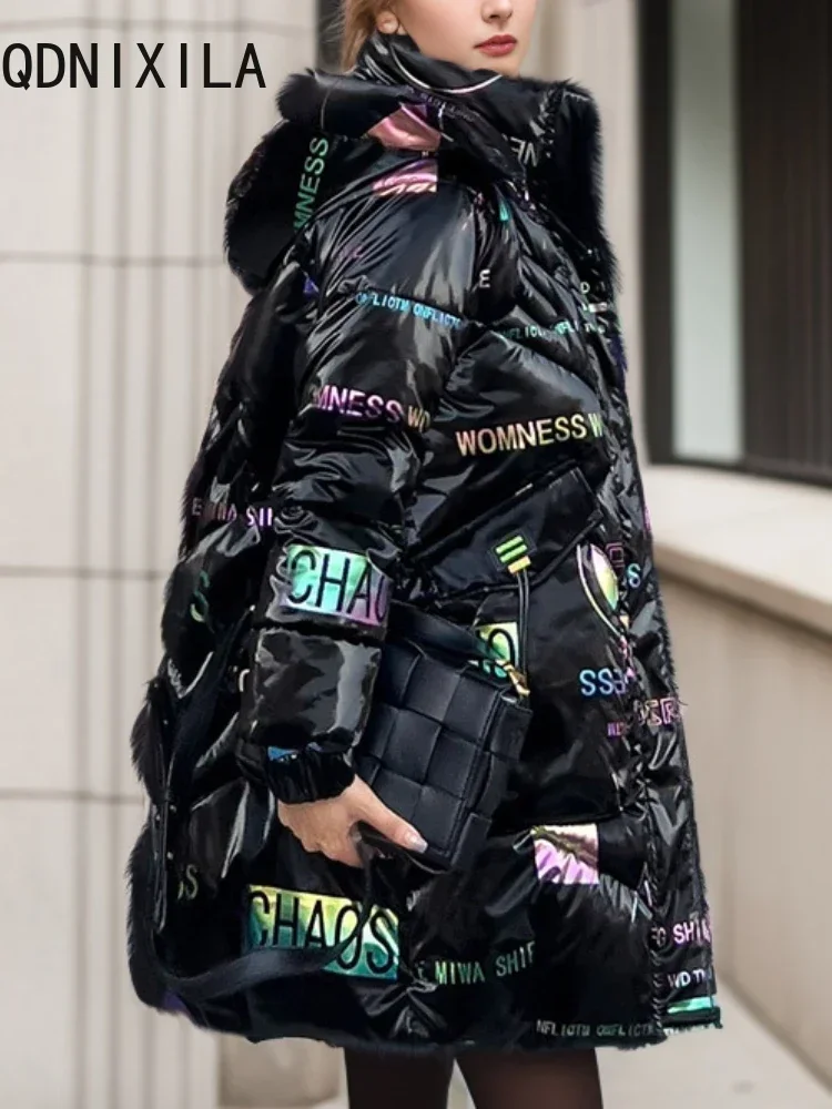 Down Jacket Women's Mid-length Hooded Korean Bread Coat Loose Coat Winter
