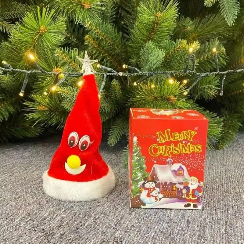 Swing Singing Christmas Tree Hat Electric Glowing Music Plush Christmas Hat Bonnet For Kid Xmas Home Decoration