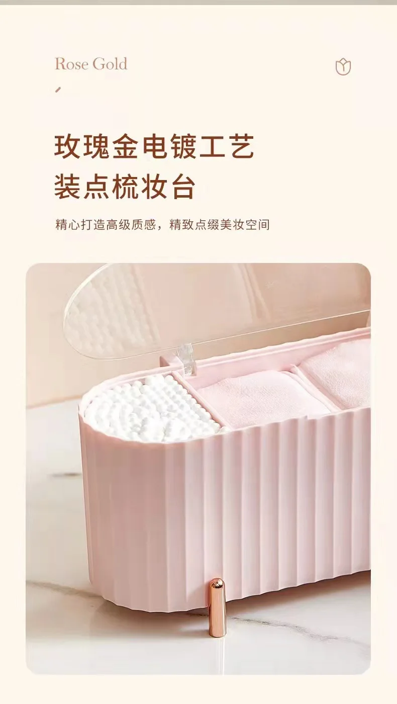 Description Picture 6 of itemCotton Swab Organizer Holder Cotton Pad Storage Box Transparent Remover Paper Makeup Box with Lid Dustproof Desktop Makeup