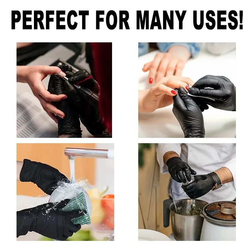 Disposable Black Nitrile Gloves for Household Use Latex Free Powder Free Cleaning Gloves Tattoo Hairdressing Tools 50PCS