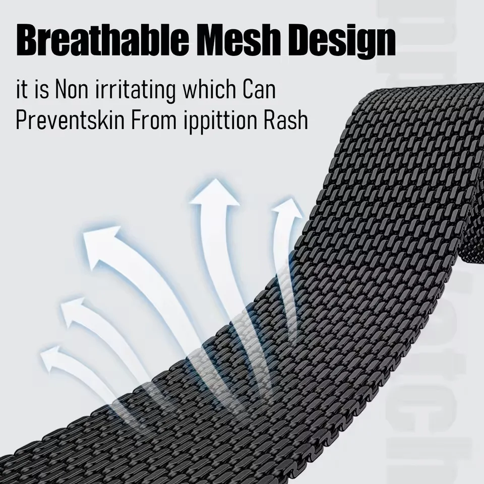 Elegant Magnetic Milanese Loop Strap - Metal Bracelet for Smartwatches (18/20/22mm)