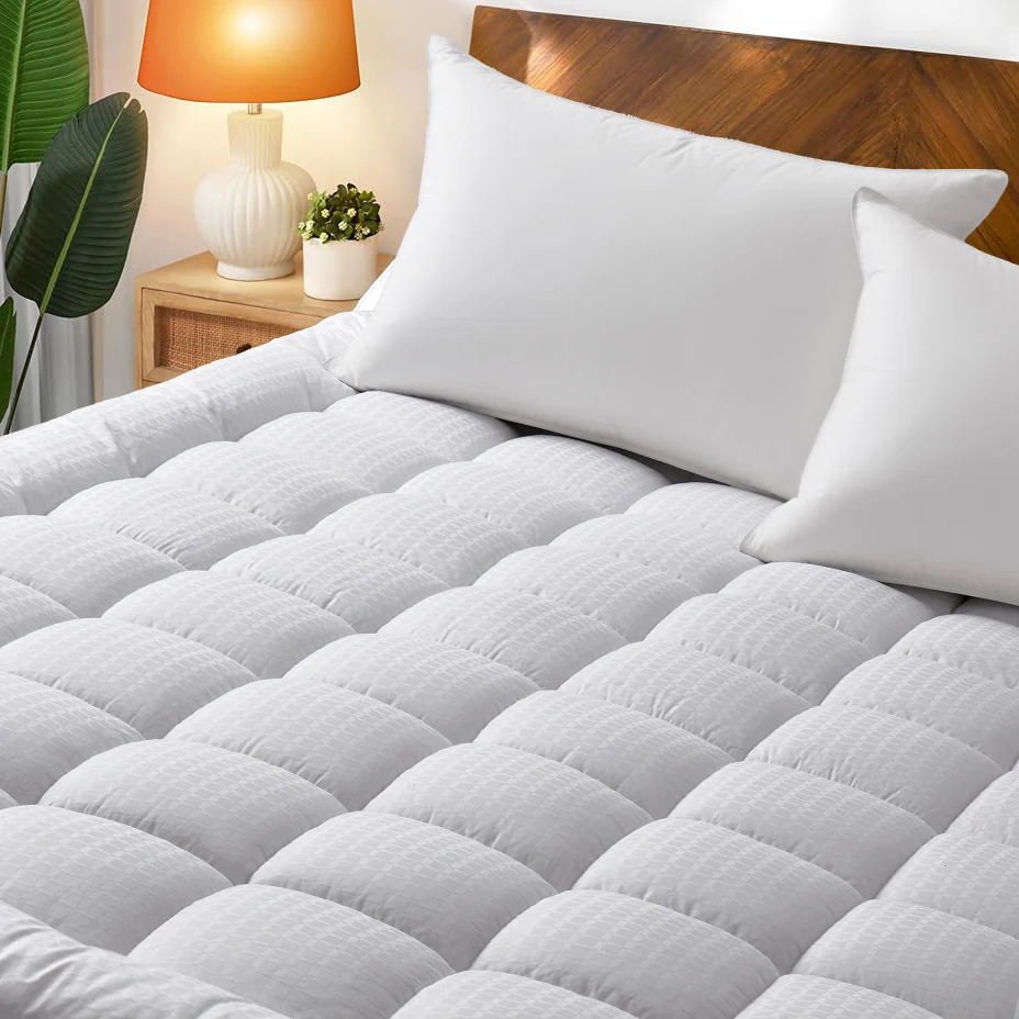 Grid Mattress Protector with Deep Pockets Soft And Breathable Bedroom Essentials Quilted Texture Breathable Cotton Mattress Prot