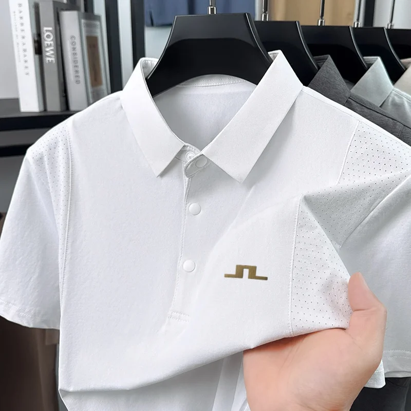 Designer Original Neues Herren Kurzarm-Poloshirt mit Kragen, Knöpfen, Stempeldruck und Belüftungslöchern – Minimalistisches, vielseitiges Oberteil für den täglichen Pendler-Look