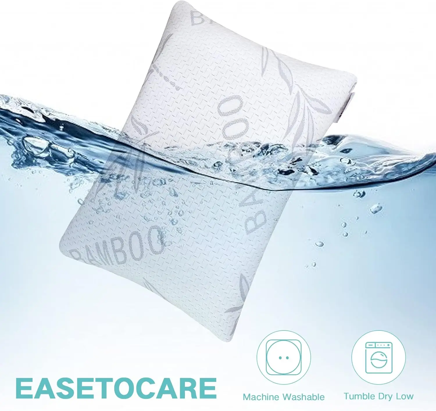 Rayon Derived from Bamboo Pillow King Size Set of 2 - Machine Washable Bed Pillows for Sleeping for Back, Stomach, Side Sleeper 6