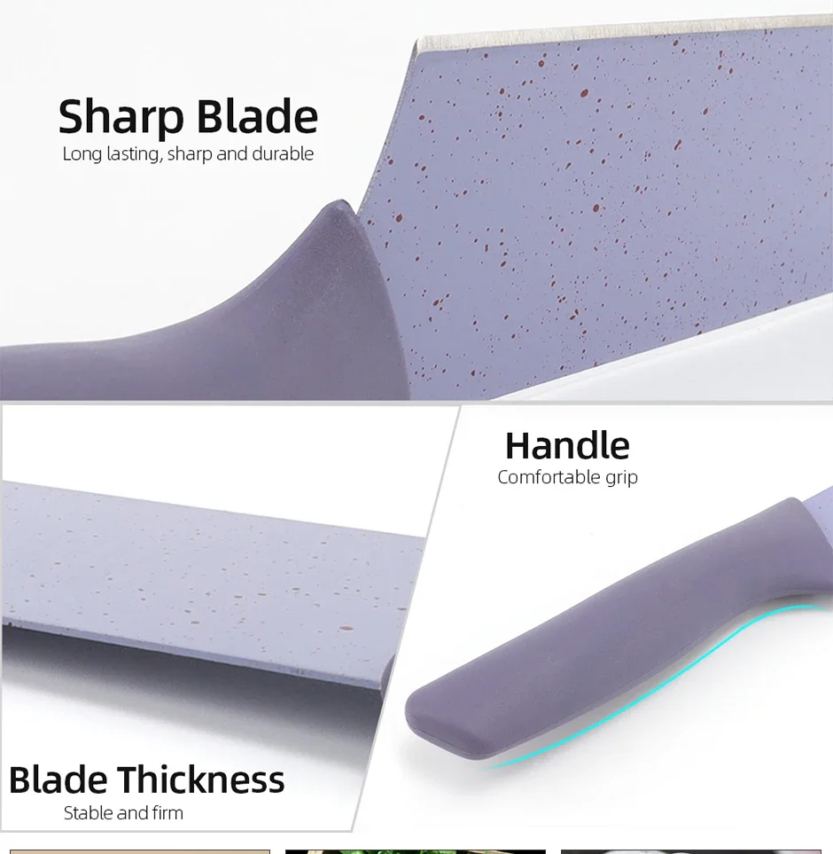 Description Picture 4 of itemKitchen Knives Set Professional Chef Knives Bread Knife Scissors Vegetables Fruit Peeler Macaron Colourful Cooking Tool with Box