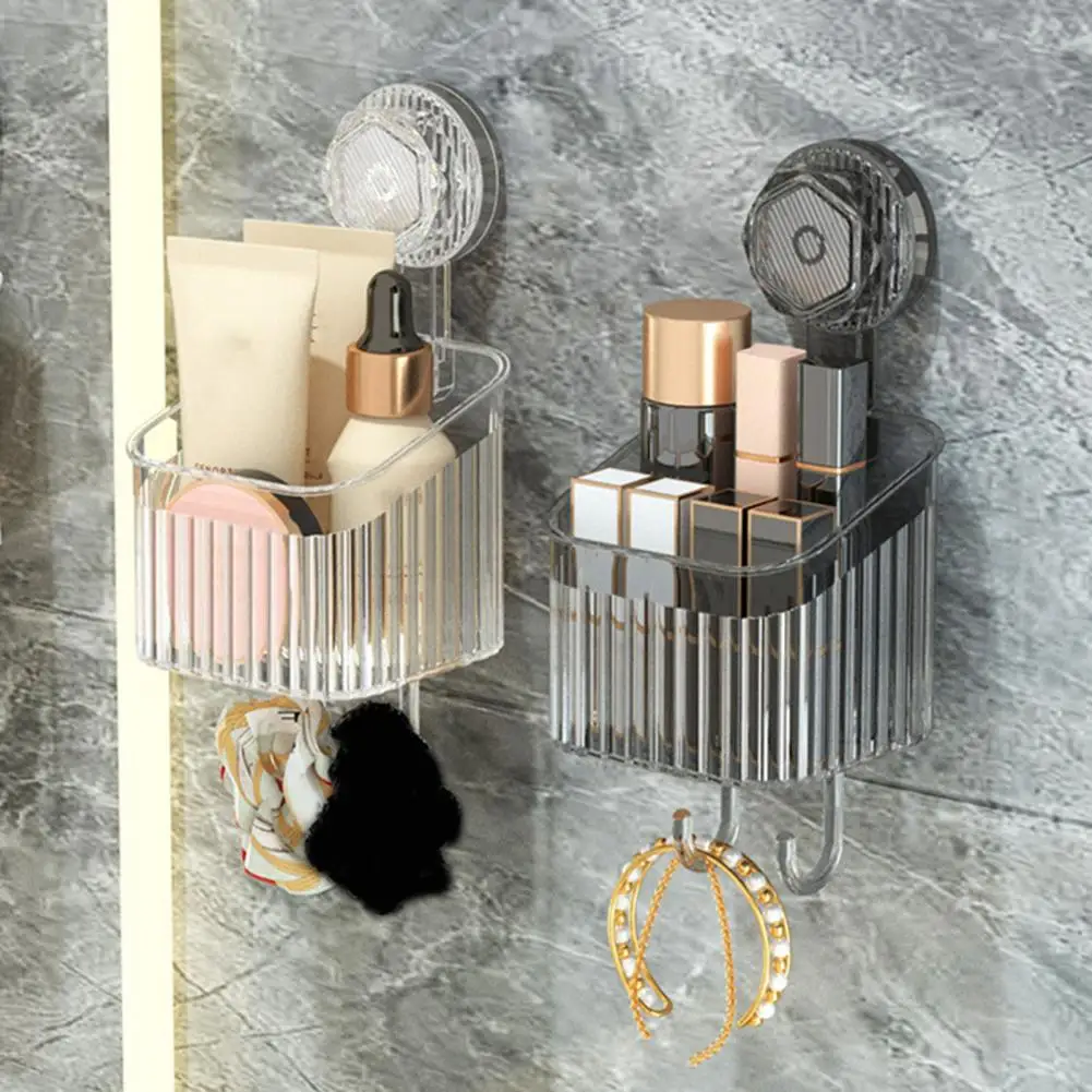 Storage Rack Suction Cup Plastic Organizer Large Capacity Strong Load-bearing Hanging Shower Shelf Bathroom Kitchen Accessories