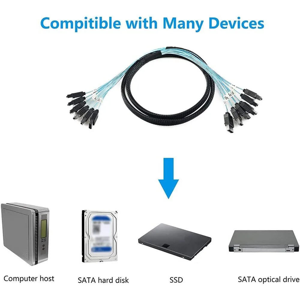 4/6 개/대 Sata-Sata 케이블 4/6 포트/세트 날짜 케이블 7 핀 Sata Sas 케이블 서버 마이닝 용 Sata HDD 케이블 코드에 6Gbps Sata