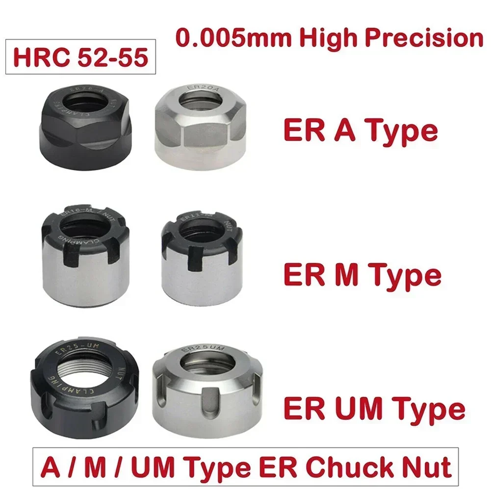 Spring Collet High Precision ER Clamping Nut Collet 11/16/20/25/32/40 A/M/UM Milling Chuck Cap ER11-A ER16-A ER20-A ER11-M ER16-M ER20-M Tool tool holder collet chuck spring collet chuck