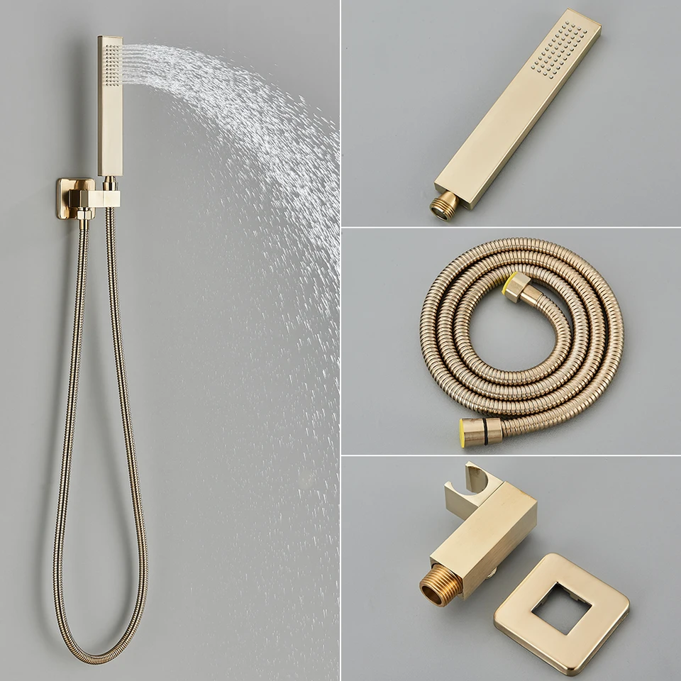 Brushed Gold Rainfall Shower Faucet Set