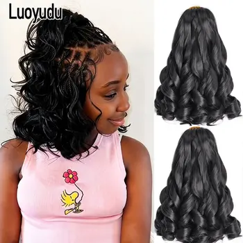 12inch Synthetic French Curls Crochet Braids Hair Extensions Pre-Stretched Loose Wave Spiral Curls Braiding Hair for Women 1