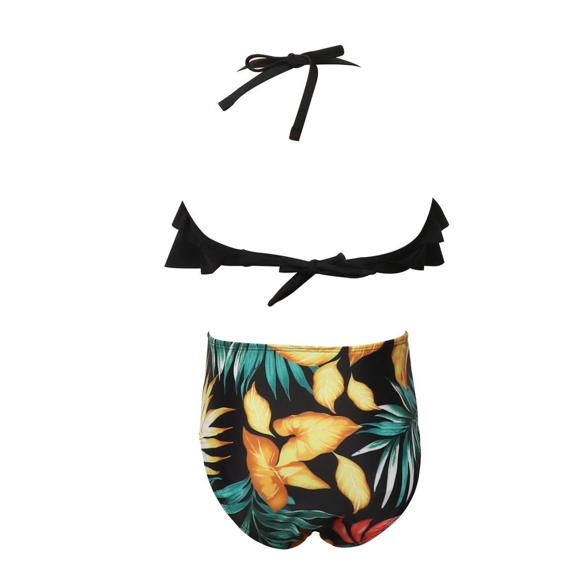Green Leaf Print Bikini Sets For Toddler Girls and Girls Kids Children Swimsuits Swim Bathing Suits 2-14 Years