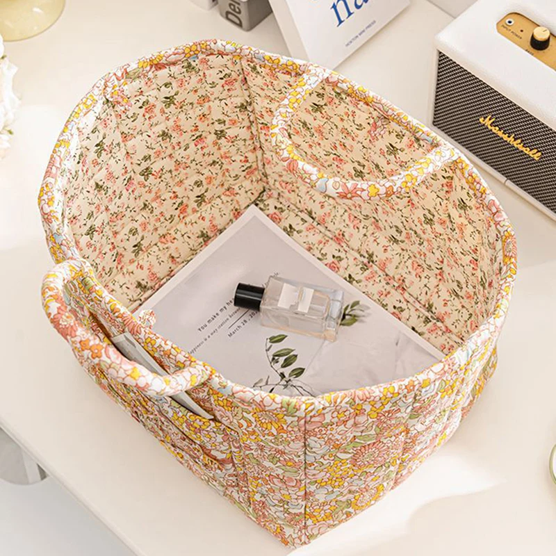 Women Large Capacity Fabric Sweet Floral Storage Baskets Laundry Baskets with Easy Carry Handles Laundry Hampers Home Decoration 3