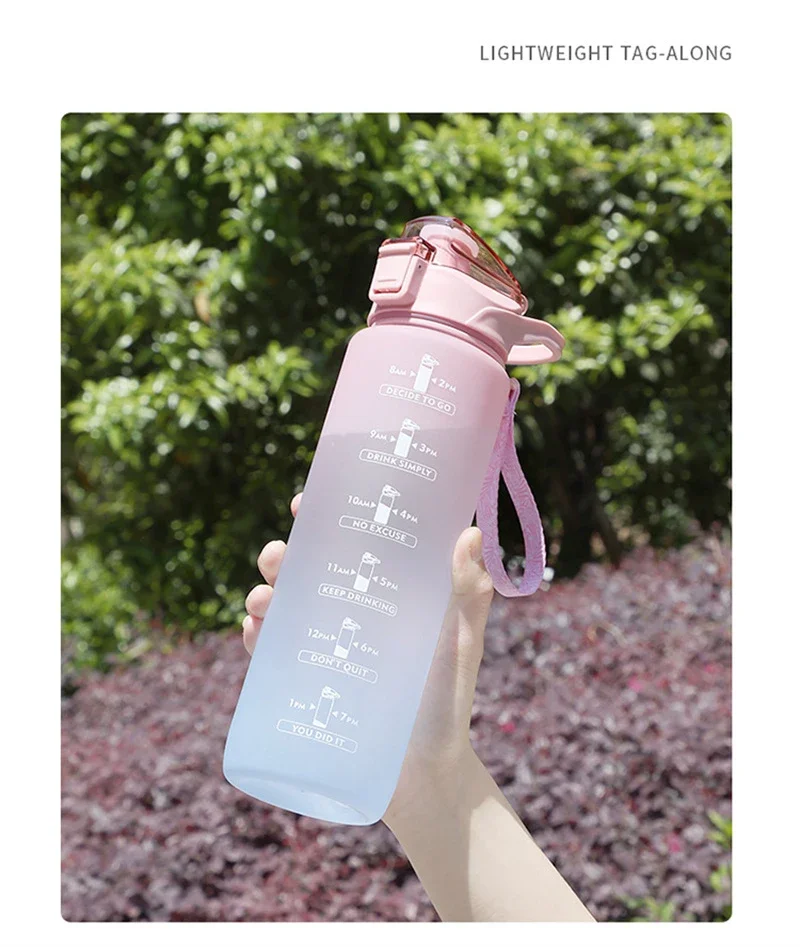 Description Picture 4 of item1 Liter Water Bottle with Straw Female Girls Large Portable Travel Bottles Sports Fitness Cup Summer Cold Water with Time Scale