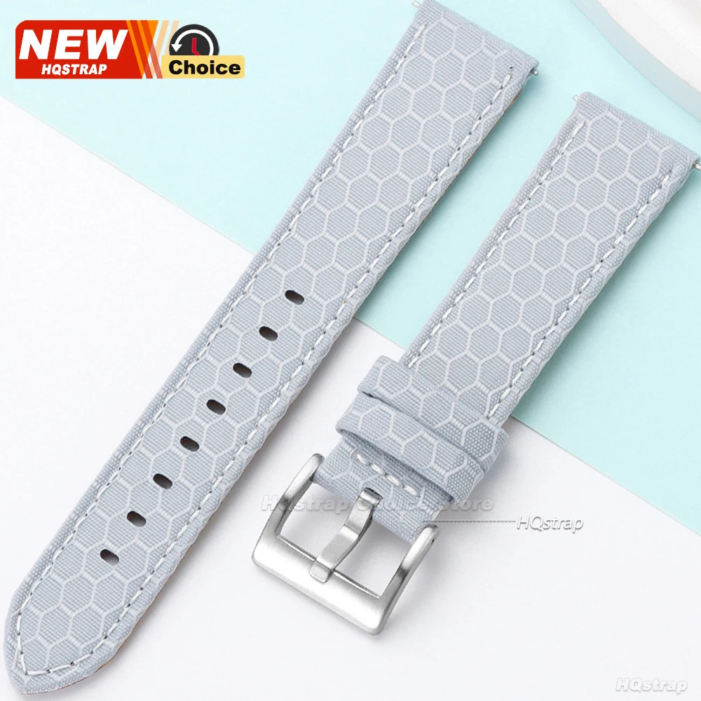 Universal Nylon and Leather Smartwatch Strap - Adjustable 22mm/20mm Band
