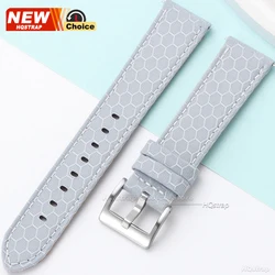 Universal Nylon and Leather Smartwatch Strap - Adjustable 22mm/20mm Band - 22mm (Grey)