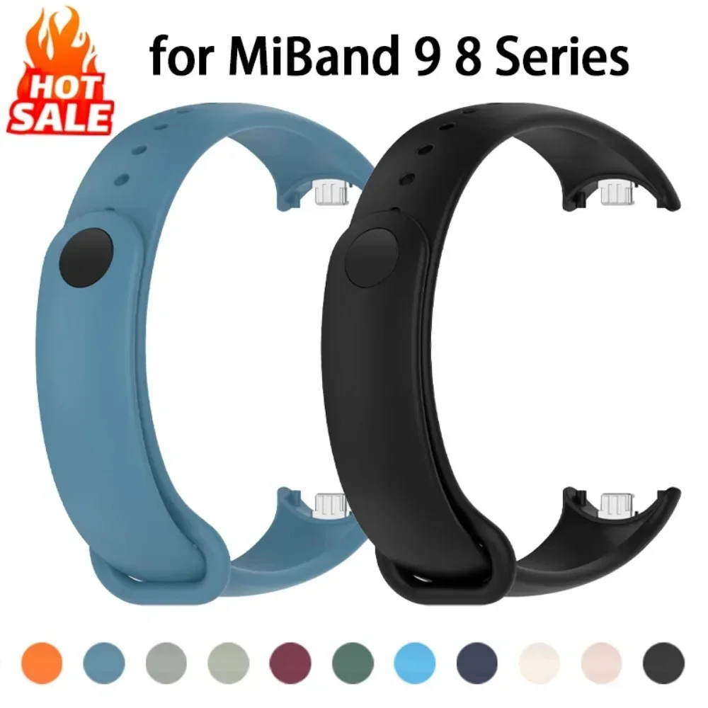 Silicone Wrist Strap Soft Silicone Strap For Xiaomi Mi Band 9 Sport Watch Band Rubber Bracelet Fitness Bracelet Replacement Accessories