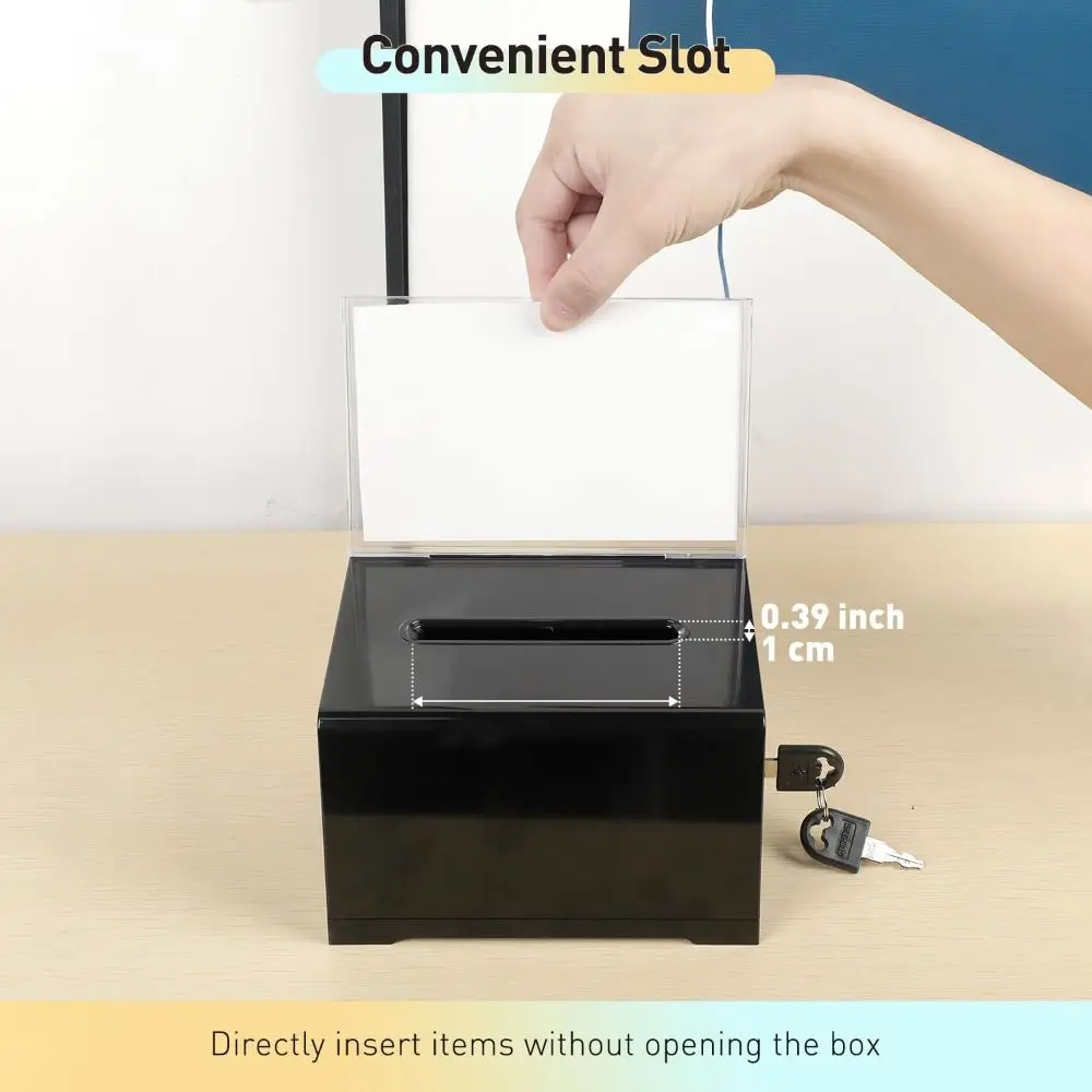 Plastic Container With Lock and Sign Holder Suggestion Box Solid Acrylic Ballot Box Durable Piggy Bank Voting