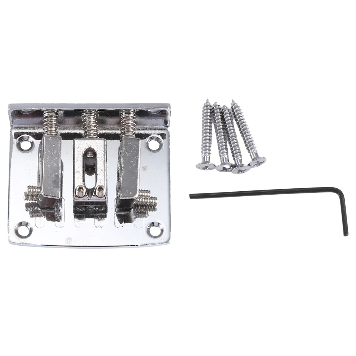 

Cigar Box Guitar Parts: 3-string Chrome Hard-tail Adjustable Bridge Silver Color