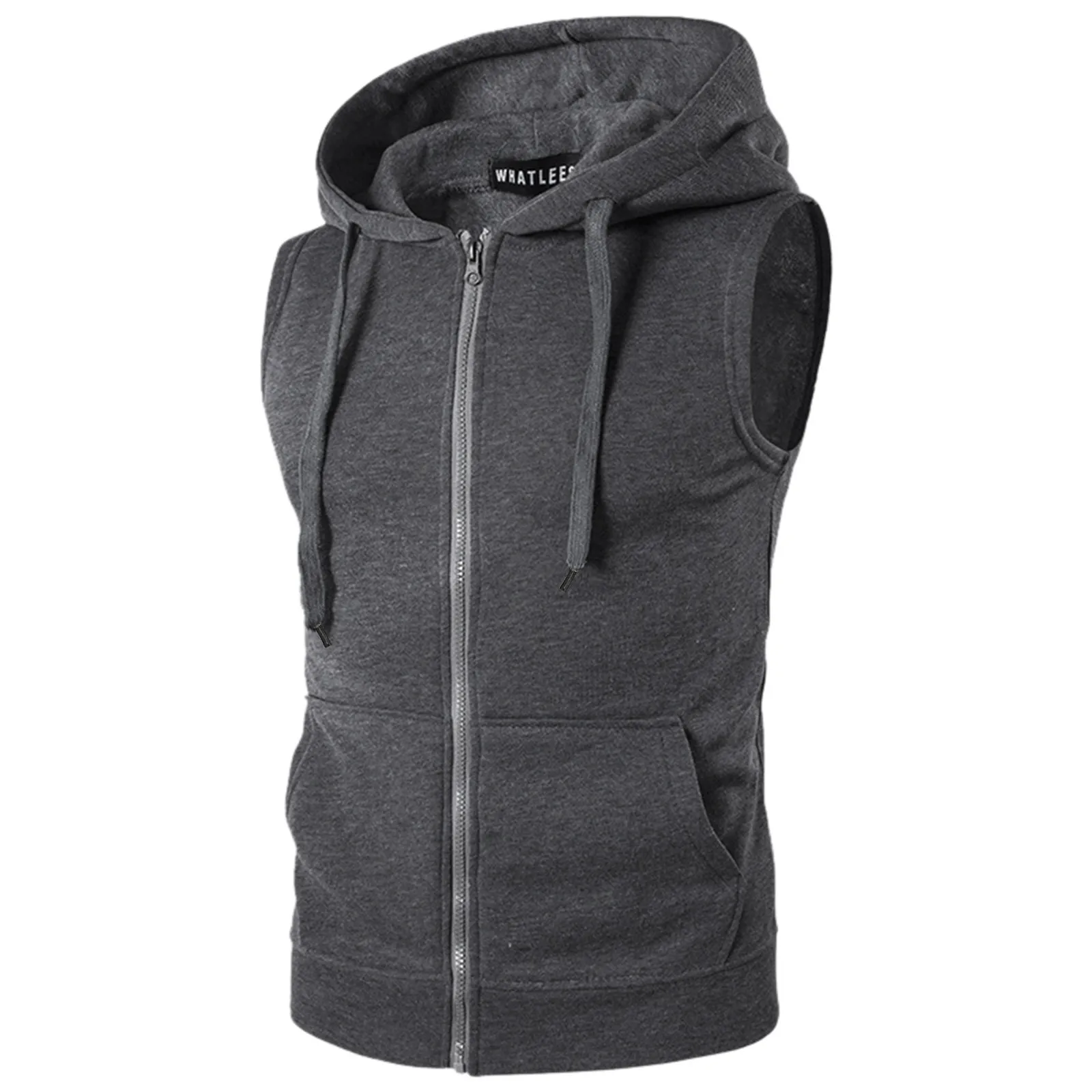 2022 Summer New Men's Sleeveless Zip Up Hoodie Hip Hop Man