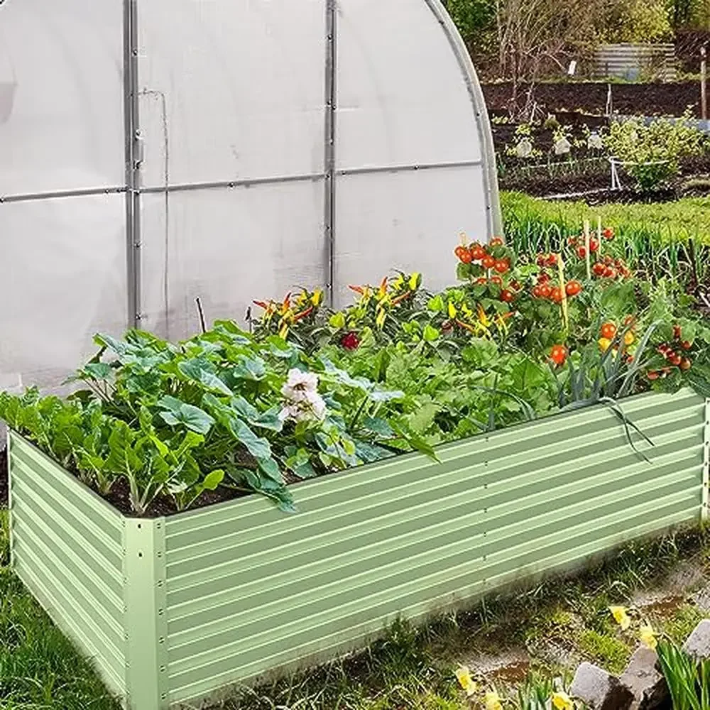 24" Galvanized Metal Raised Garden Bed with Drainage Hole 2