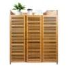 7 Layer Bamboo Shoe Storage Cabinet Shelve Free Standing Shoe Rack Shoe Organizer with Door Accommodates 30 Pairs 1