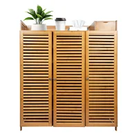 7 Layer Bamboo Shoe Storage Cabinet Shelve Free Standing Shoe Rack Shoe Organizer with Door Accommodates 30 Pairs 1