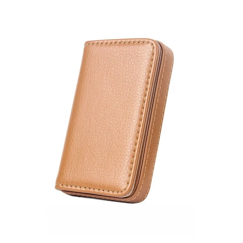 Stitching PU Leather Credit Card Holder Female Business Card Holder Magnetic Sealed Wallet Convenient Practical for Going Out