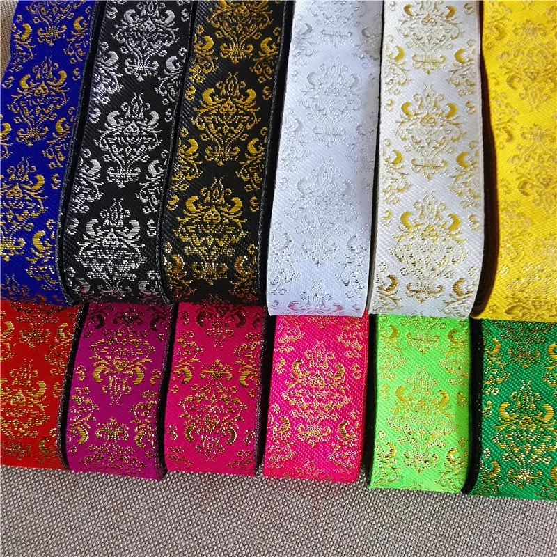 7 Meters 1 Inch 25mm Gold Color Silver Color Vintage Ethnic Embroidery Ribbon Boho Lace Trim DIY Clothes Bag Embroidered Fabric 3