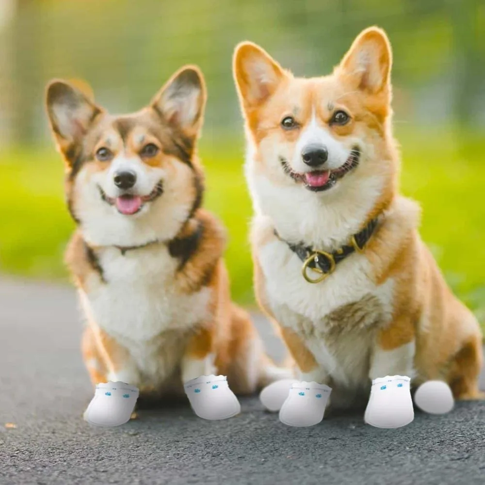 20Pcs Adjustable Straps Dog Boots Disposable Non-woven Fabric Dog Paw Protection Foot Covers Pet Supplies Dustproof