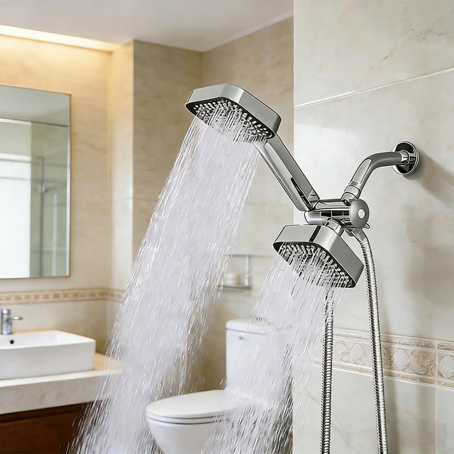 A High-Flow Large Nozzle and Handheld Shower Head,Two-In-One Shower Set, Shower Long Hose, Three-Way Water Distributor Bathroom