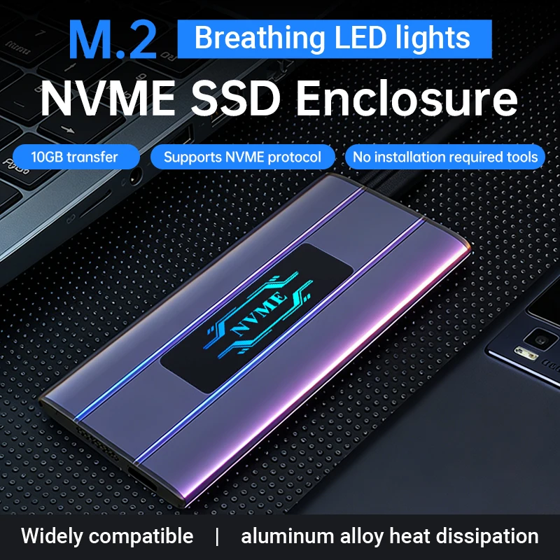 M.2 NVMe SSD 케이스 외장형 6TB 10Gbps 고속 USB 3.2 Gen2 타입-C 어댑터 NGFF SATA PCIe SSD 인클로저 알루미늄 합금 박스