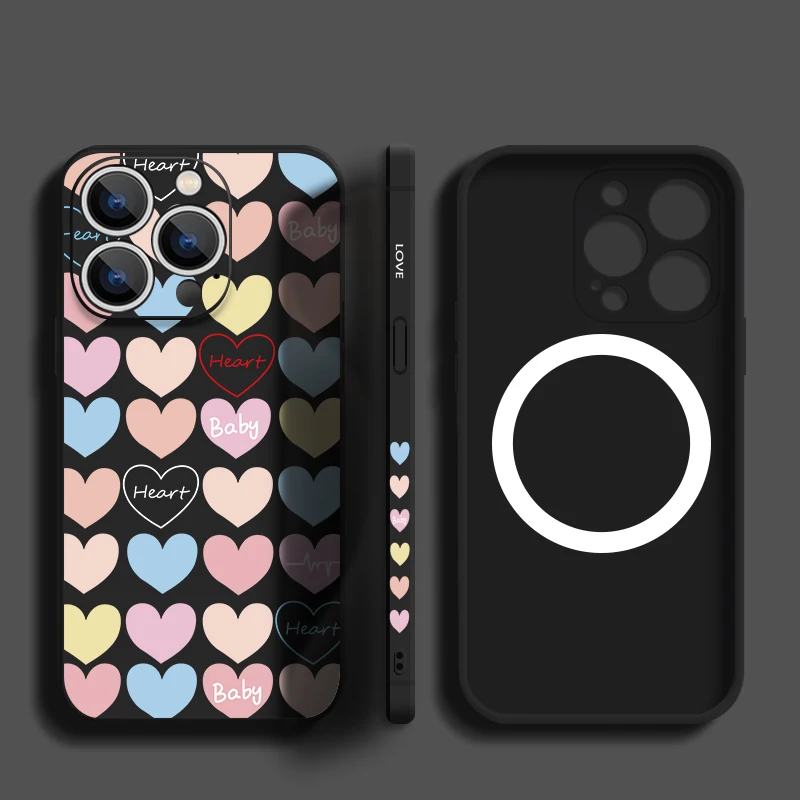 Magnetic Love Heart Case with Built-in Metal Plate and Lanyard