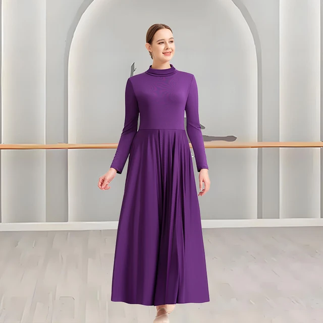 IMEKIS Women Liturgical Praise Dress Metallic Splice Lyrical