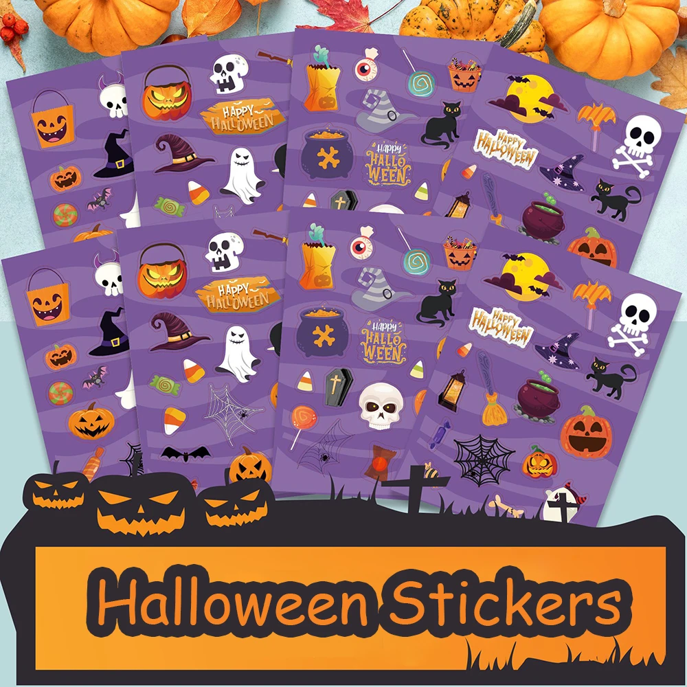 

16 Sheets/Set Halloween Cartoon Stickers Holiday Party Gift DIY Decoration Sticker Label Stationery